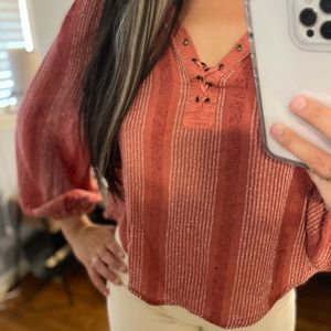 Free People Long Sleeve blouse Size S Cinnamon